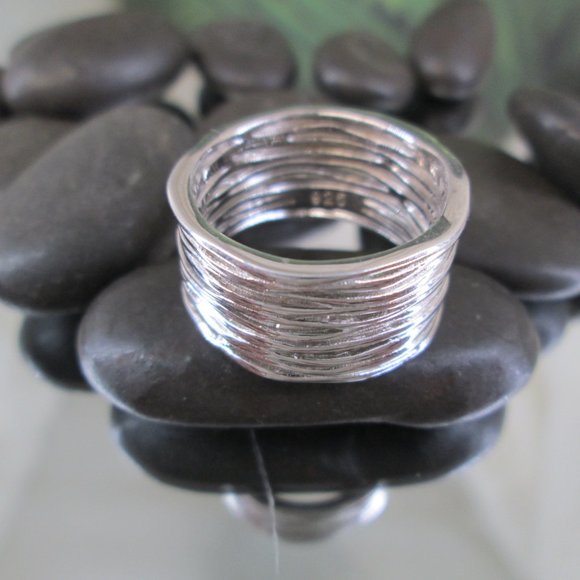 925 Sterling Silver Women's Ring,Thick Ring, Wide Band, 925 Stamped,Woven Ring - Picture 5 of 8